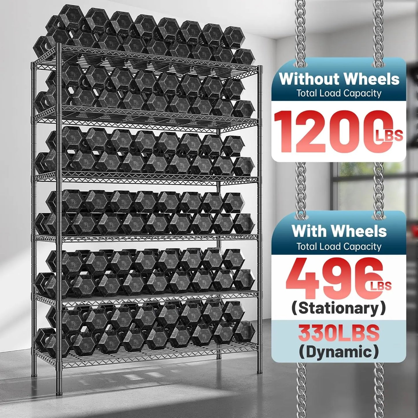 82" H X45 W X18 D Storage Shelves with Wheels