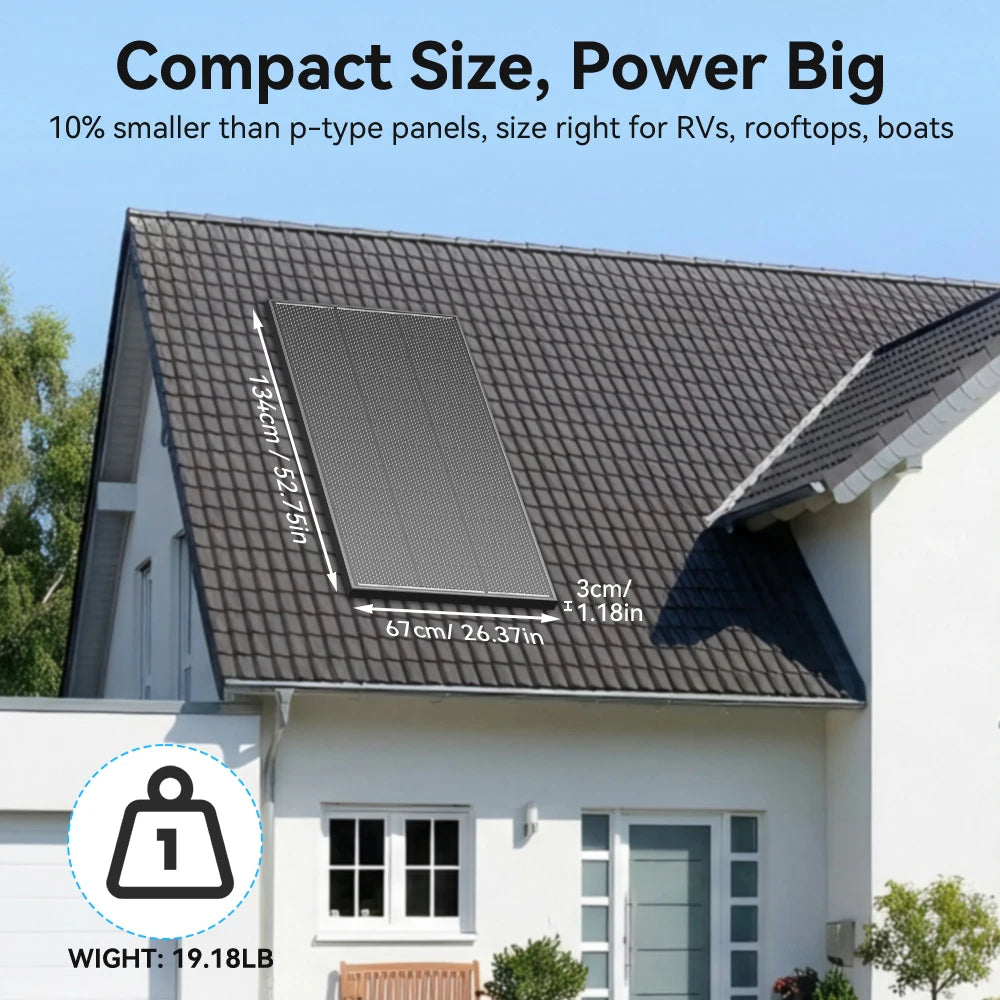 12.8V 200W Monocrystalline Solar Panel Module Off Grid PV Power Cells Waterproof for Roof Home Off Grid