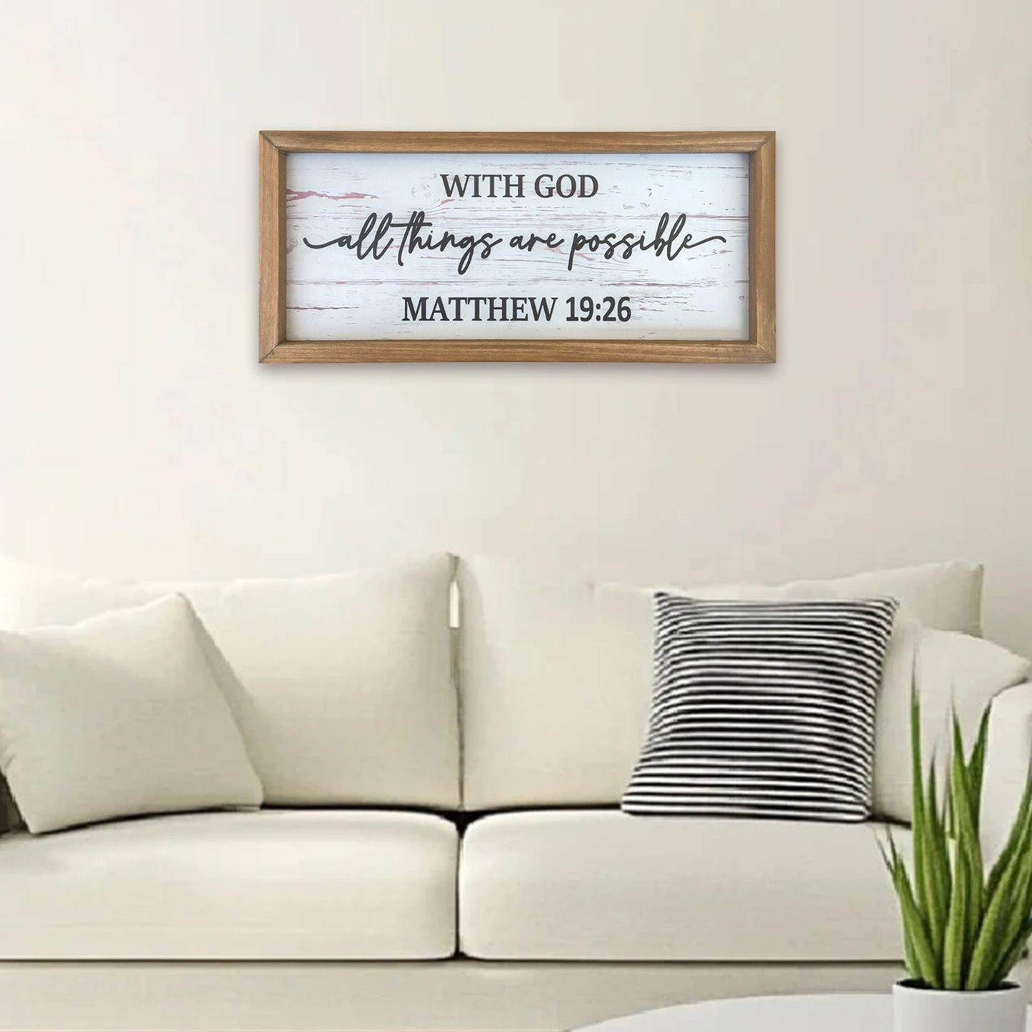 Trust in God for All Things Are Possible Inspirational Wooden Wall Art Sign for Home Decor