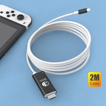 Portable 4K 30HZ HDTV-Compatible Cable for Nintendo Switch/OLED PD 100W Charging USB C to HDTV Adapter for Laptop Tablet Phone