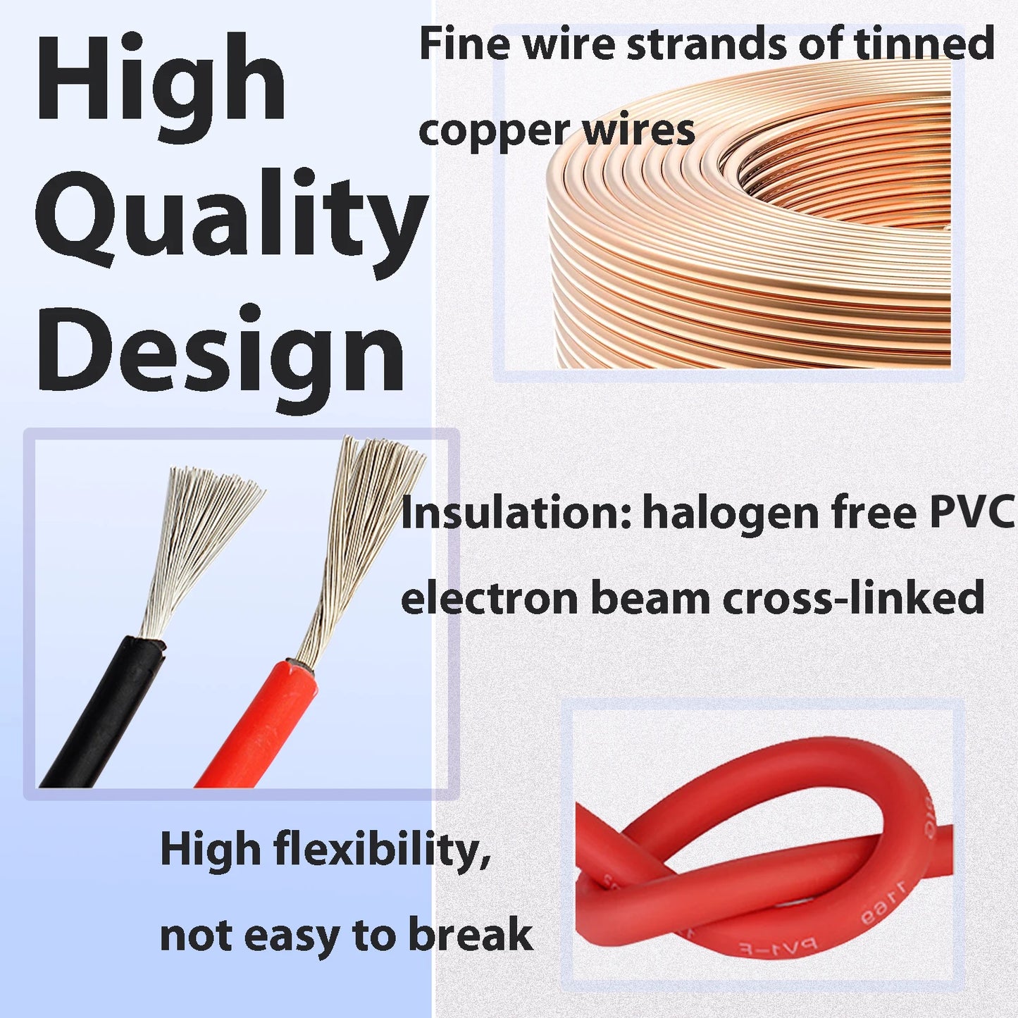 Solar Power Cable 4/6mm2 12/10AWG Wire Photovoltaic TÜV TUV Cable For PV Panels Connection Red Black PVC Double Layer EU Stock
