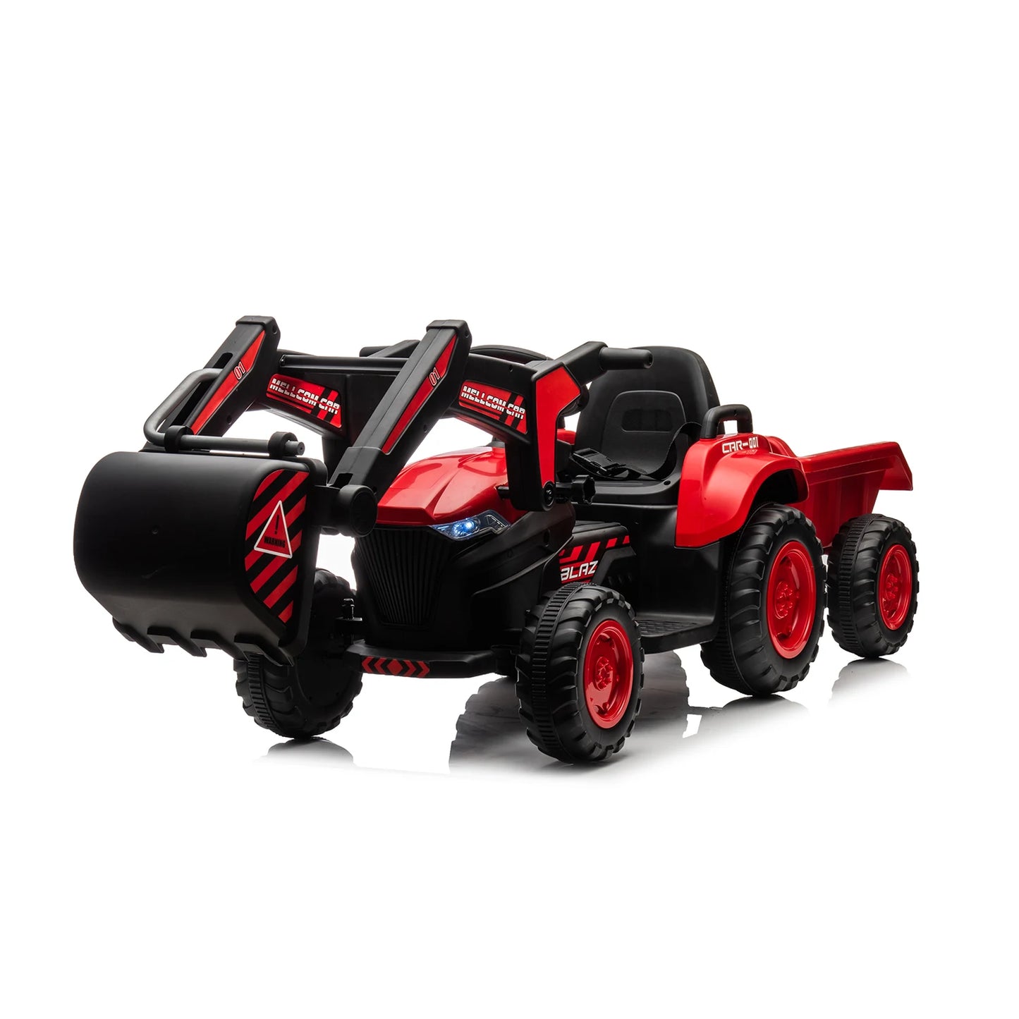 12V 3 in 1 Kids Ride On Excavator & Tractor with Detachable Trailer