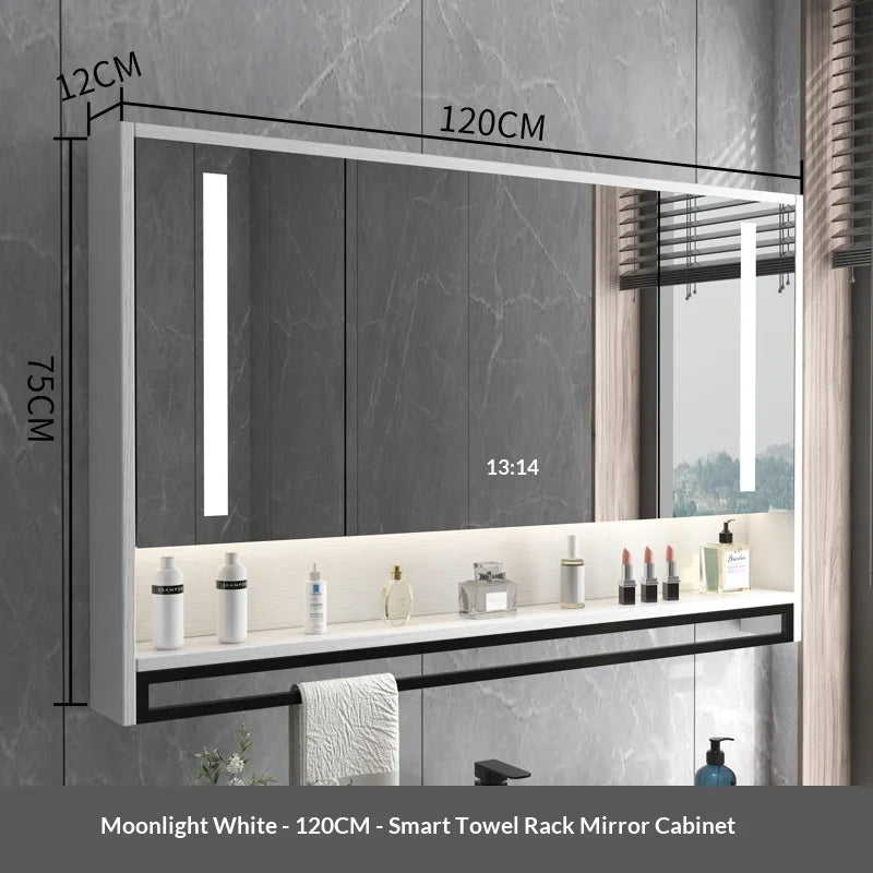 Bathroom Mirror LED Backlit Smart Anti Fog Touch Sensor Mirrored Cabinet