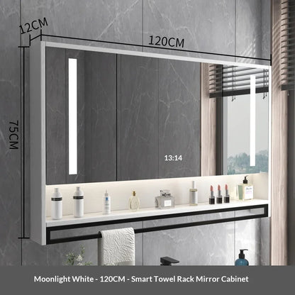 Bathroom Mirror LED Backlit Smart Anti Fog Touch Sensor Mirrored Cabinet