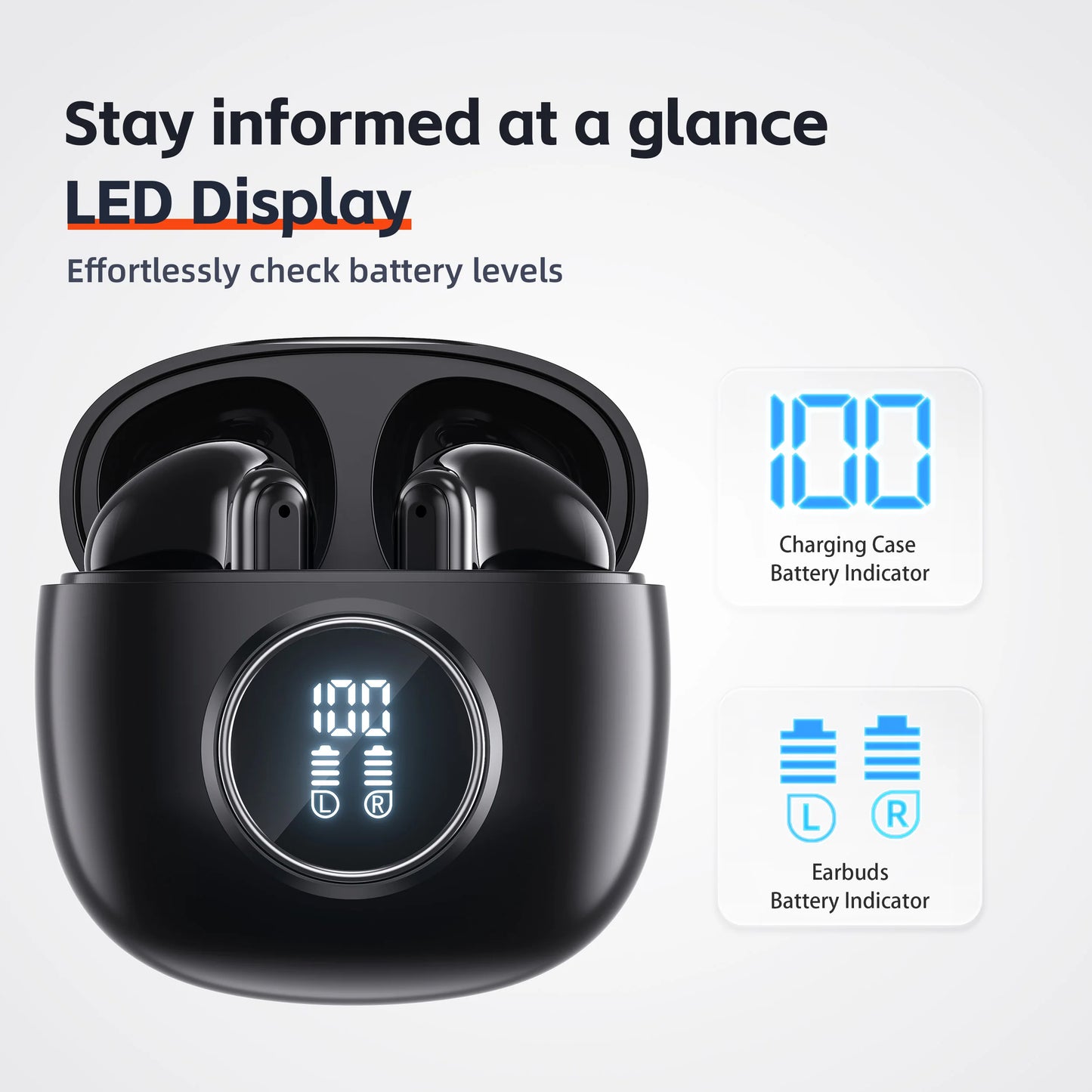 Wireless Bluetooth Earphones, 5.3, TWS HD Microphone