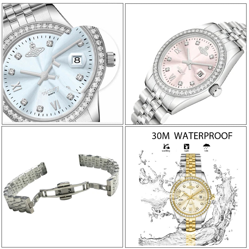 Women Watch Waterproof Retro Pink Hand