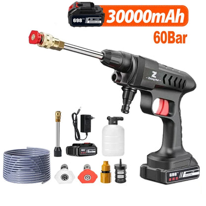Rechargeable Wireless High Pressure Washer Self Priming Sustain 300W Car Wash Water Gun With Li-ion Battery