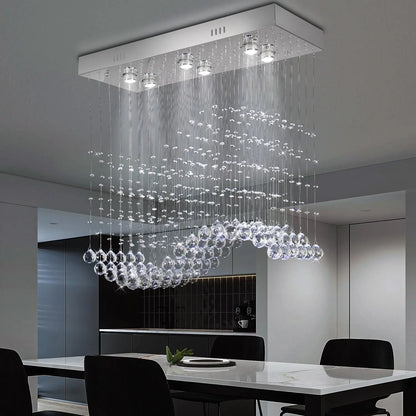 31.5'' Rectangular 6-Light Linear Crystal Chandelier for Kitchen Island
