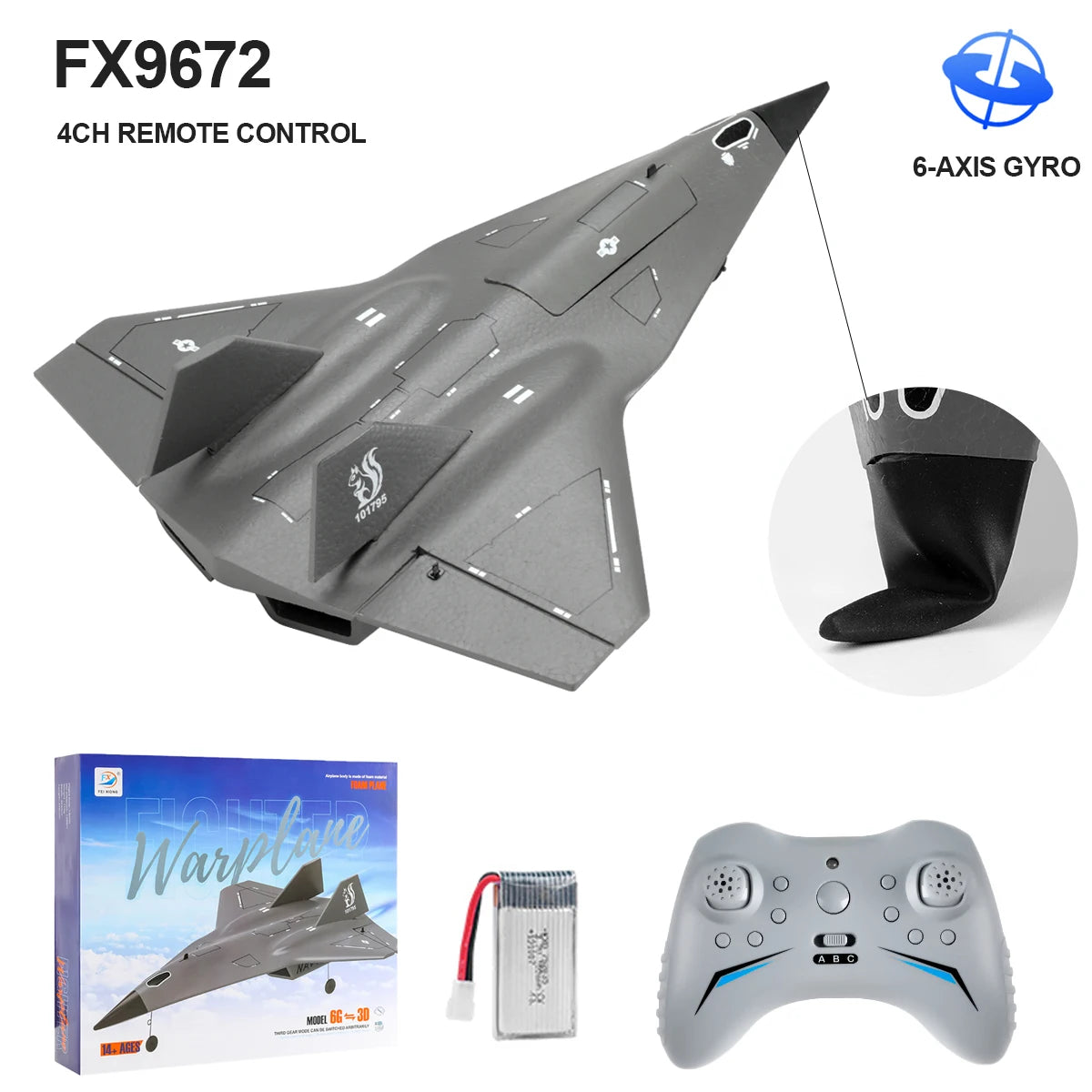 FX9672 RC Jet Airplane 4CH 6-axis Gyro 2.4G Wireless Remote Control plane