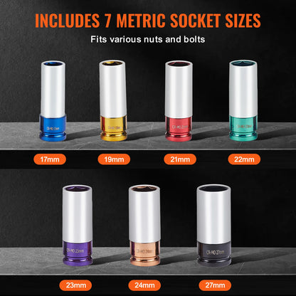 Lug Nut Impact Socket Set 1/2inch Drive