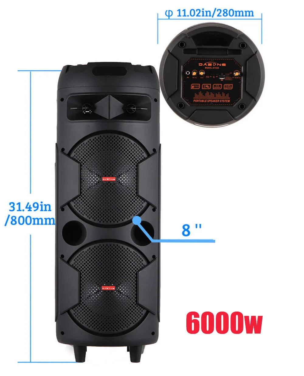 6000W Portable Bluetooth Speaker