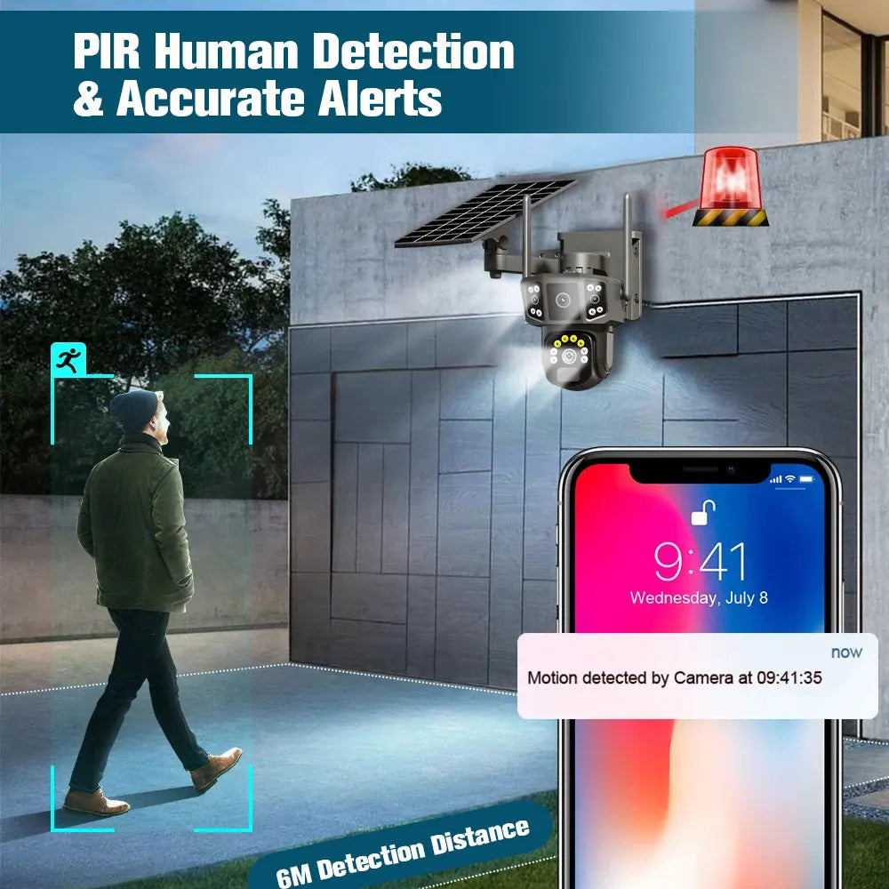 9MP 4K IP Camera With Dual Lens Screen WiFi PTZ Auto Tracking Waterproof Panoramic Surveillance Camera with Voice Intercom System