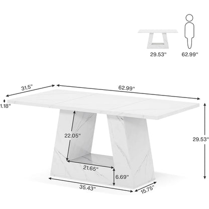 Dining Table for 4 to 6 People, with Sturdy Base for Kitchen, Dining Room or Breakfast nook