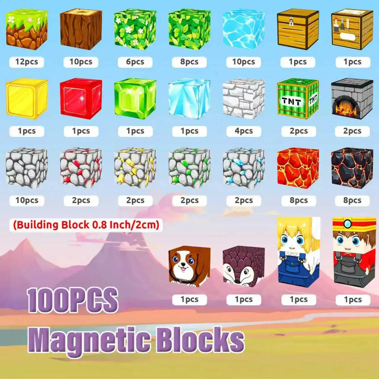 100PCS Magnetic Building Blocks