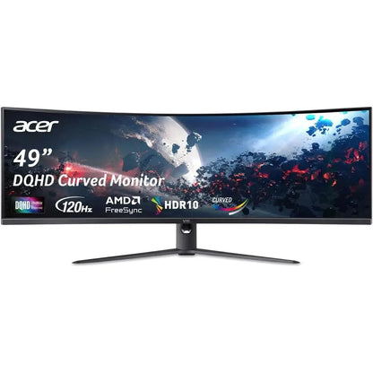 49” Gaming Monitor | UlDQHD 5120 x 1440 | 1000R 32:9 Curved | AMD reeSync | Up to 120Hz Reresh Rate | s (G to G) | 1 x Display P
