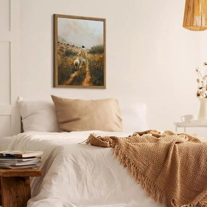 Leaves the 99 Sheep Canvas Wall Art - Jesus and Lamb Painting The Lost Sheep Posters Prints for Living
