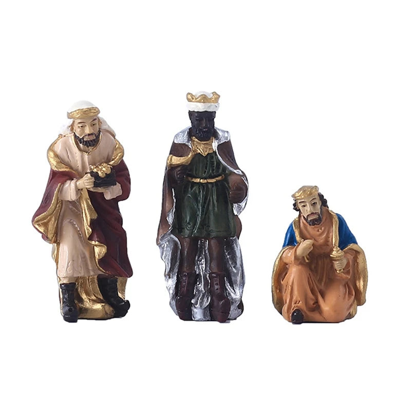 11Pc/Set Statue Nativity Scene Ornament Baby Jesus Manger Christmas Crib Figurines