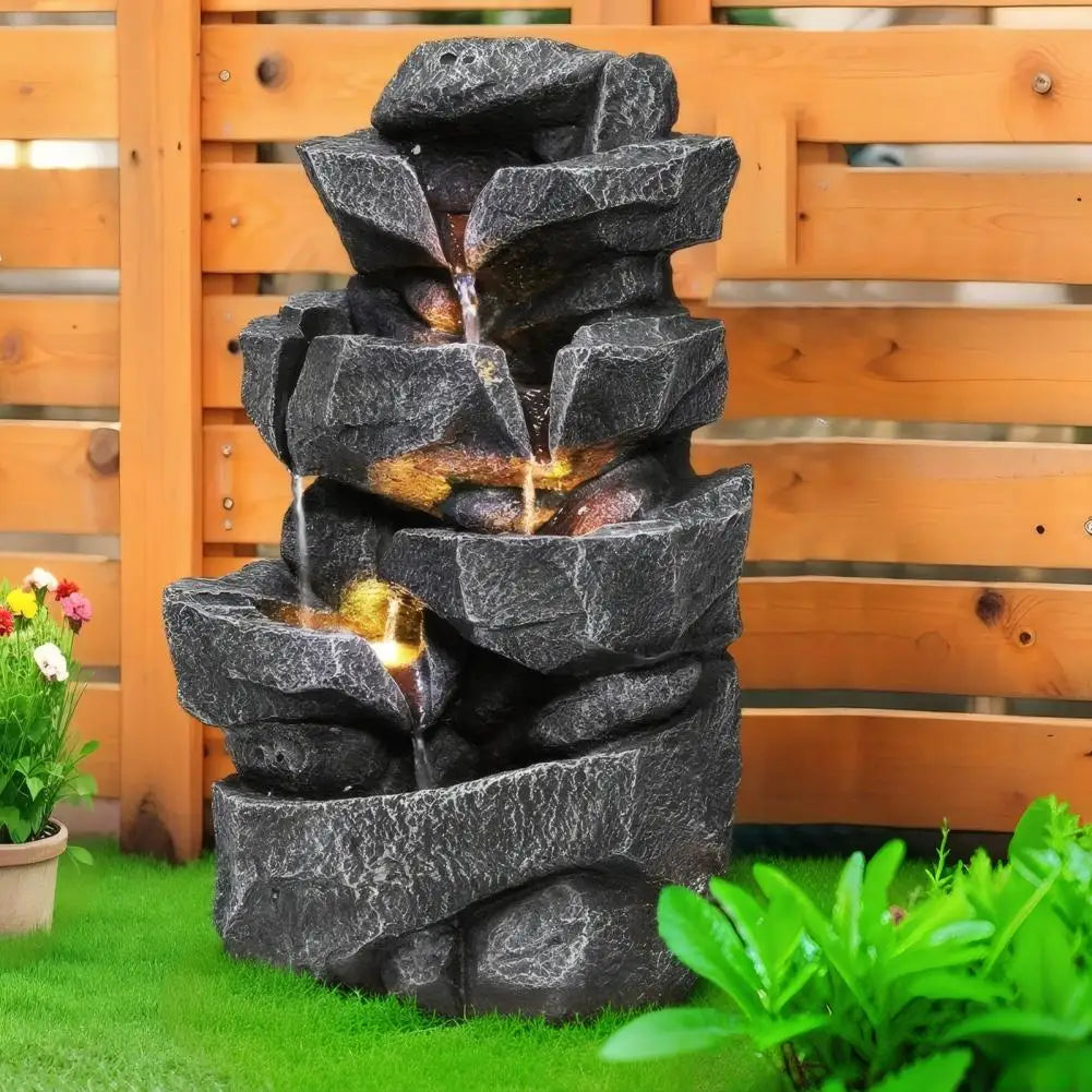 Multi Tier Cascading Outdoor Rock Garden Waterfall For Patio and Backyard