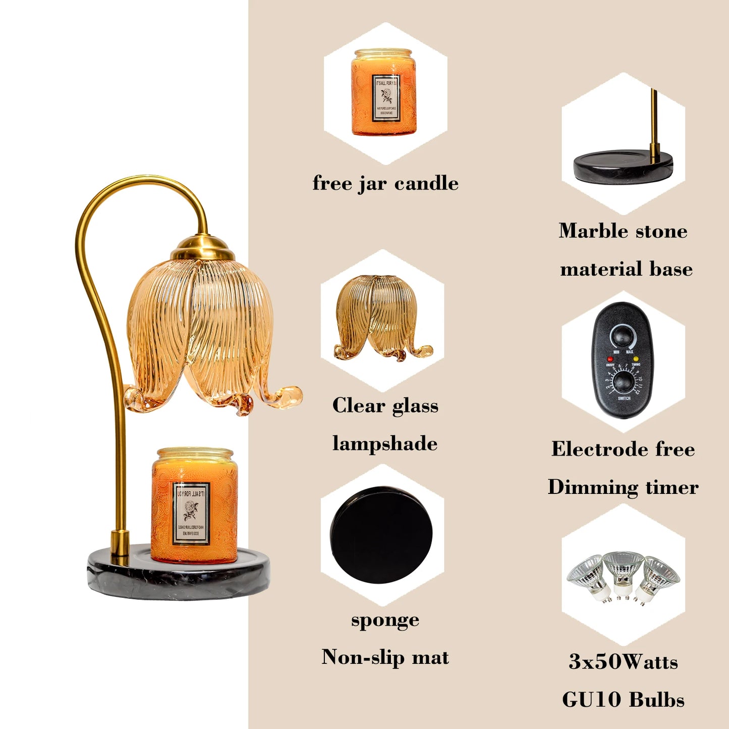 Tulip Flower Candle Warming Lamp for Fireless Fragrance Distribution.