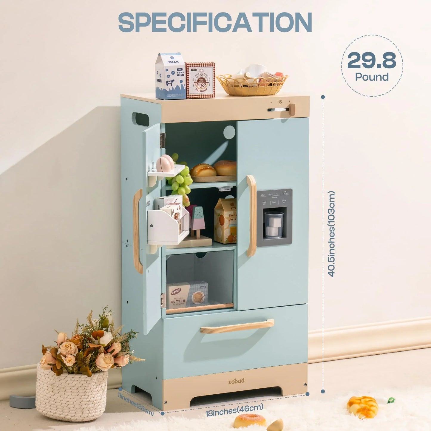 Play Kitchen Refrigerator with Ice Dispenser