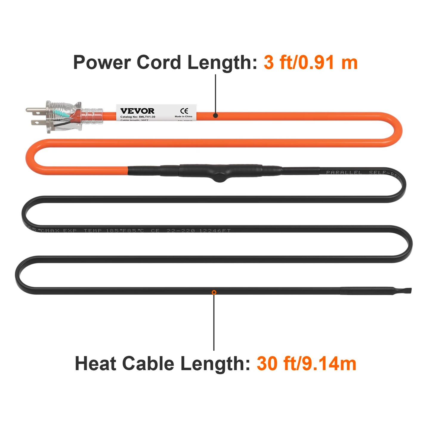 SucceBuy Self-Regulating Pipe Heating Cable Snow Melting Drain Water Pipe Freeze Protection Heat Cable for Protects Hose Wire