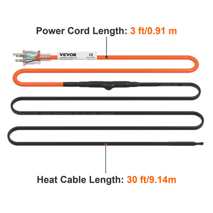 SucceBuy Self-Regulating Pipe Heating Cable Snow Melting Drain Water Pipe Freeze Protection Heat Cable for Protects Hose Wire