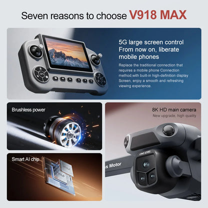 RC Quadcopter with LCD Screen Remote Control Drone Laser Obstacle Avoidance 8K GPS Professional Camera
