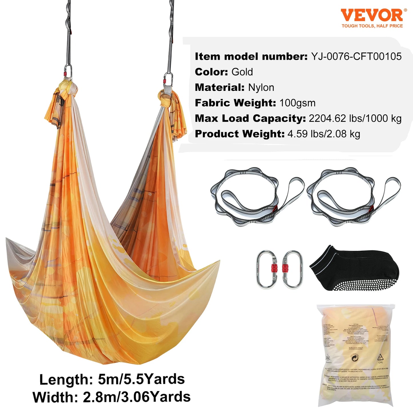 5.5 Yards Aerial Yoga Hammock & Swing Nylon Fabric