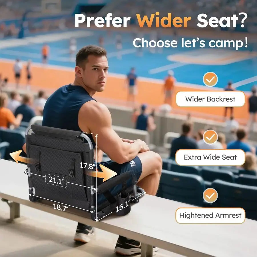 Folding Stadium Seat Bleacher Chair with Cup Holder