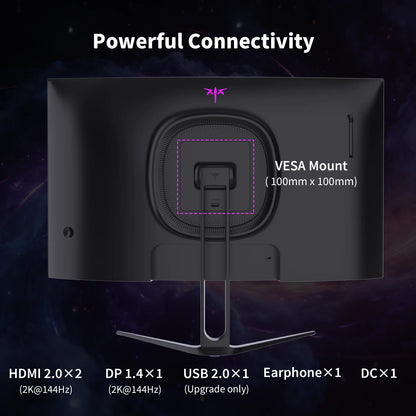 27" Curved Gaming Monitor, 1440P QHD 144Hz 120Hz Monitor 1500R HVA Panel, HDR400, Adaptive Sync, 400 nits