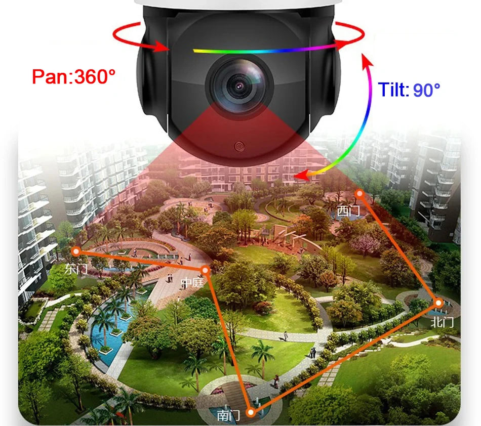Metal Laser Infrared Full Color Auto Tracking Cruise 8MP 4K 54X Optics Zoom 360° POE PTZ Speed Dome Surveillance IP Camera