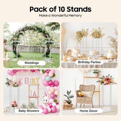 10Pcs Set Acrylic Wedding Flower Stands 60cm Height Clear Column Rack