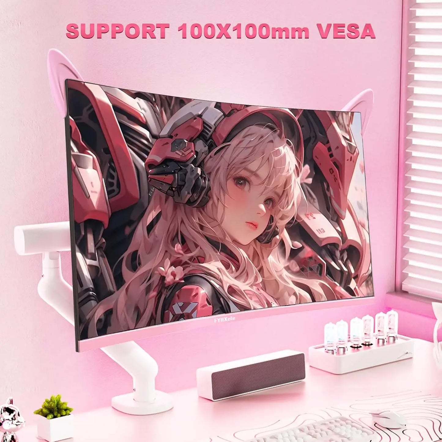 27 inch Curved Pink Monitor QHD 165hz 1800R Gaming Display HDR10 Free-Sync Desktop Screen 1ms GTG  With Speakers Tilt Adjustable