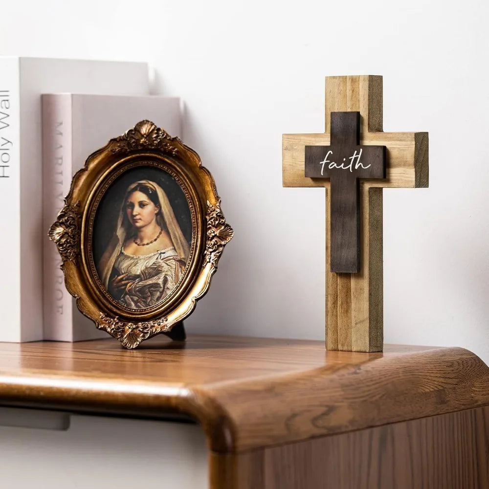 Wall Wooden Cross With Hook Handmade