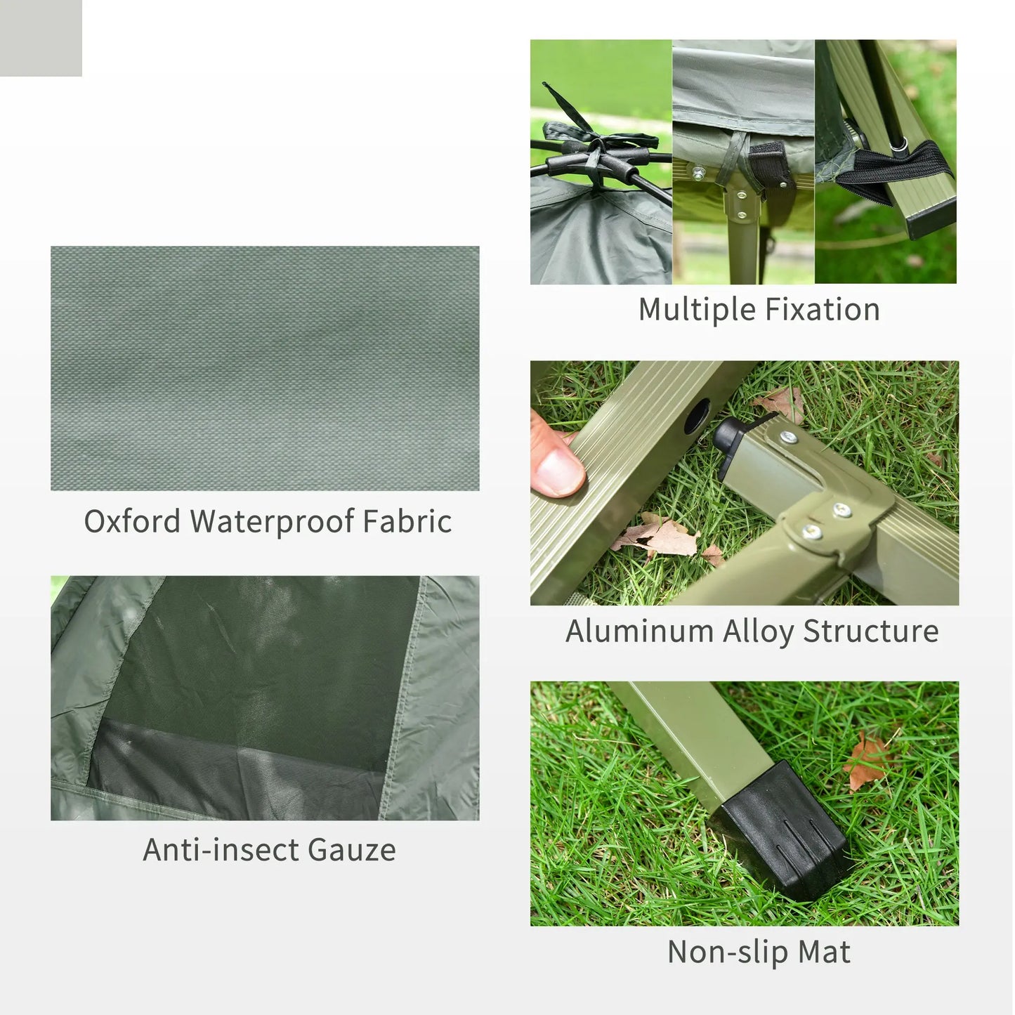 All in One Camping Tent-Cot Combo with Air Mattress, Pump and Sleeping Bag