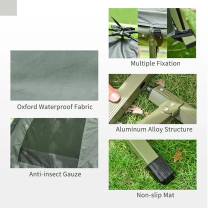 All in One Camping Tent-Cot Combo with Air Mattress, Pump and Sleeping Bag