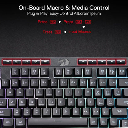 Redragon K515 Shiva RGB Membrane Gaming 98 Keys Mechanical Detachable Wrist Rest