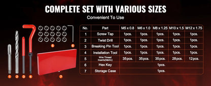 Helicoil Thread Repair Kit SAE and Metric Rethreading Tool Kit