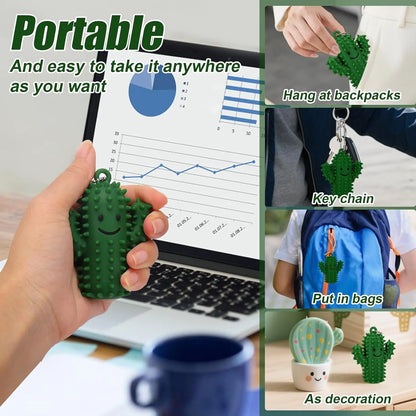 Silicone Cactus Pain Fidget Toy for Adults - Stress Relief Sensory Keychain, Green Novelty Gift