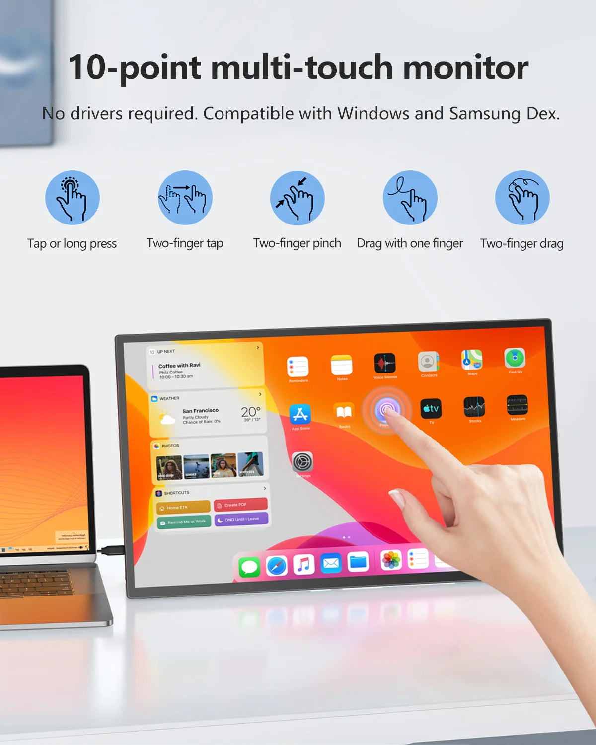 UPERFECT UMax 21 Touchscreen 21.5" 120Hz Computer Display 1080P 100% sRGB USB-C HDMI HDR Gaming Portable Monitor for Laptop Mac