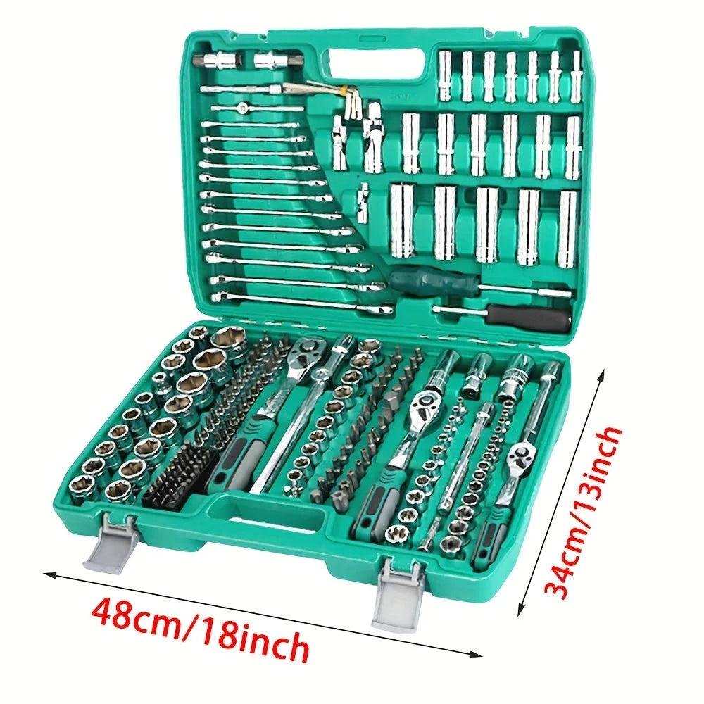 216pcs Impact Socket Set 1/2, 1/4, and 3/8 Inch Drive Ratchet Wrench Set