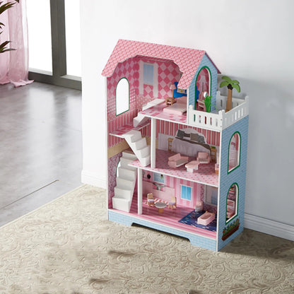 3 Tier Kids Wooden Dollhouse