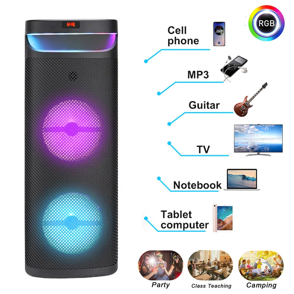 3000W Dual 10" Portable Bluetooth Party Speaker