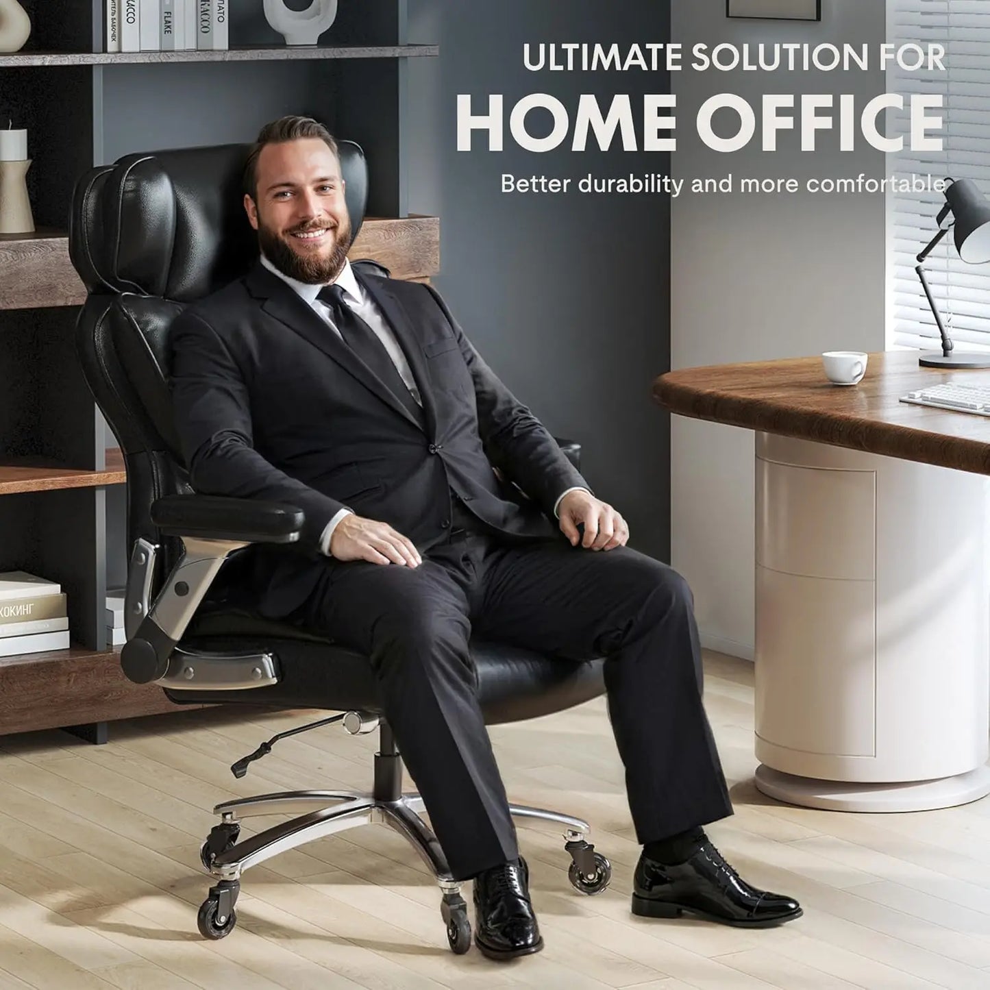 600lbs Big and Tall Office Chair for Heavy People, Heavy Duty Computer Desk Chair with Dynamic Lumbar Support