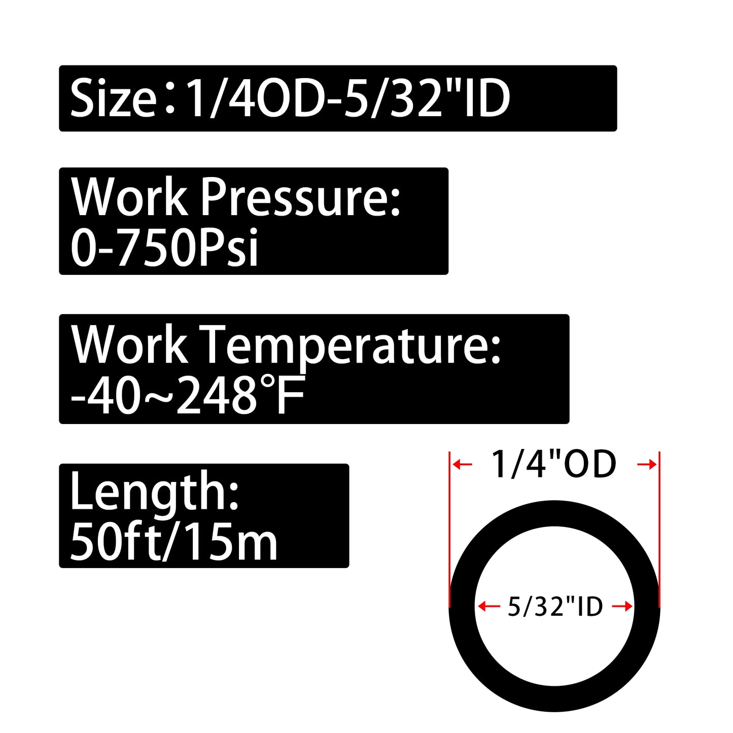 1 Pcs Black Pipe in 4 Sizes For Air Line Or Fluid Transfer