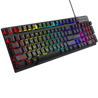 104 Keys Mechanical feel Wired Keyboard for Laptop Desktop Ergonomics RGB Backlit LED Keycaps PC Accessories