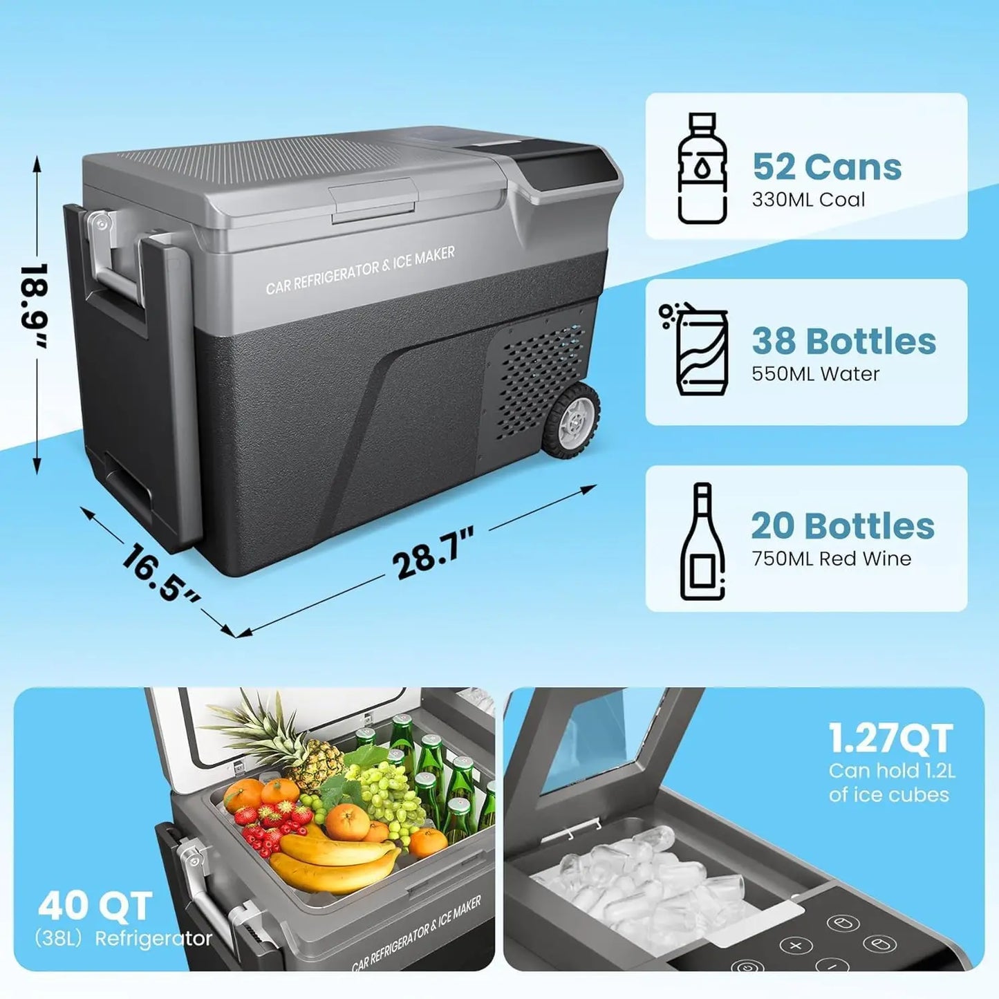 Portable Refrigerator with Ice Maker for Car or Truck