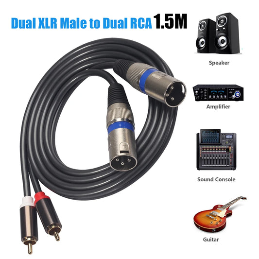 Dual XLR Male To Dual RCA Male Audio Cable