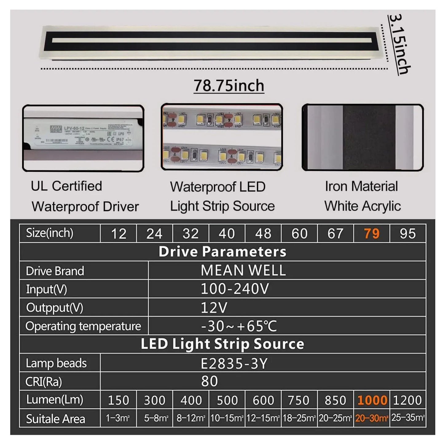 Outdoor Long Strip Modern LED Wall Lighting Fixture