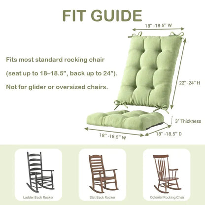 Rocking Chair Cushions, Water Resistant Rocker Chairs Replacement Cushion Set for Patio Porch Garden Fits Most Standard Rockers,